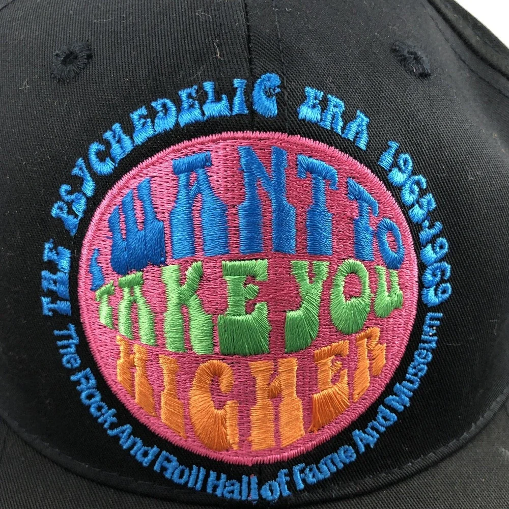 Vintage Rock N Roll Hall of Fame Hat Cap Snap Back Psychedelic Rap Tee 90s Y2K D